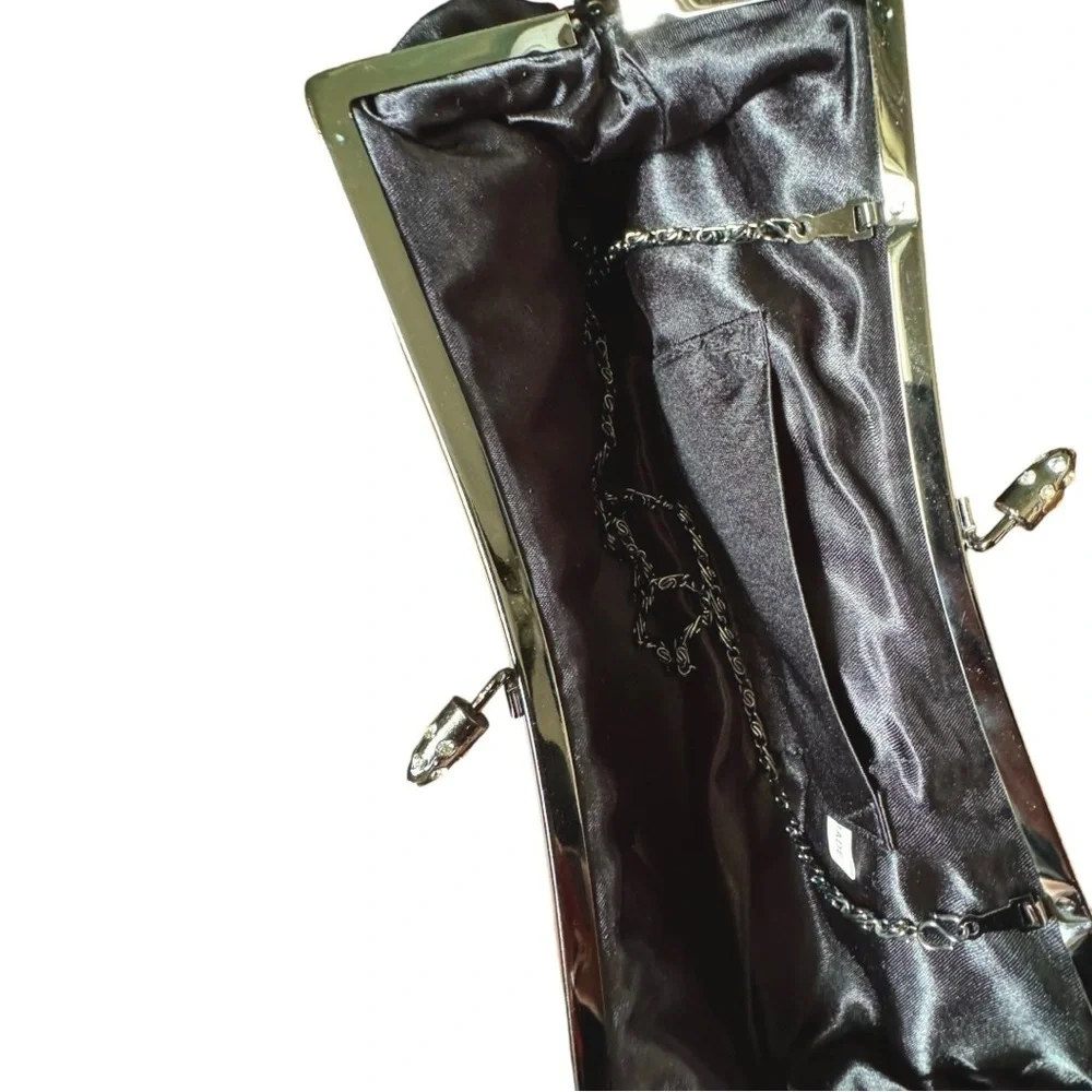 Wet Seal Black Faux Satin Clutch
